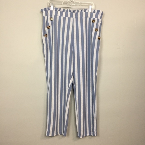 PLANET Gold Plus Striped Paper Bag Waist Pants - Picture 5 of 13
